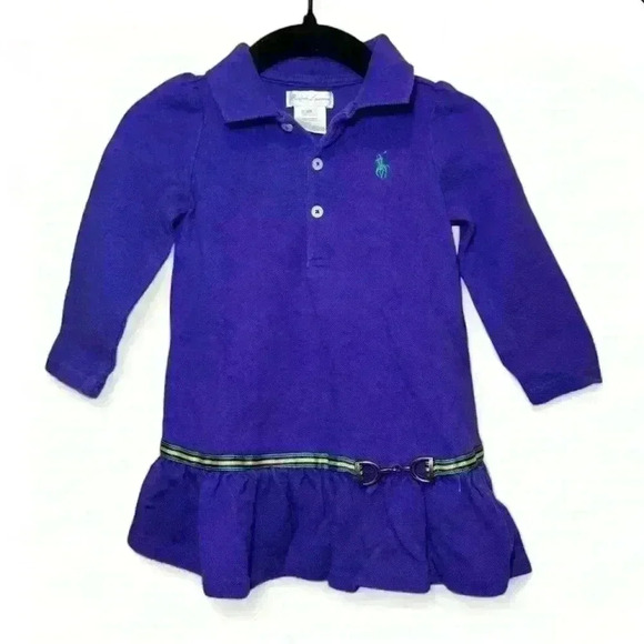 Ralph Lauren -Purple Collared Dress with metal clasp-Girl’s size 12 mo… - Picture 1 of 4